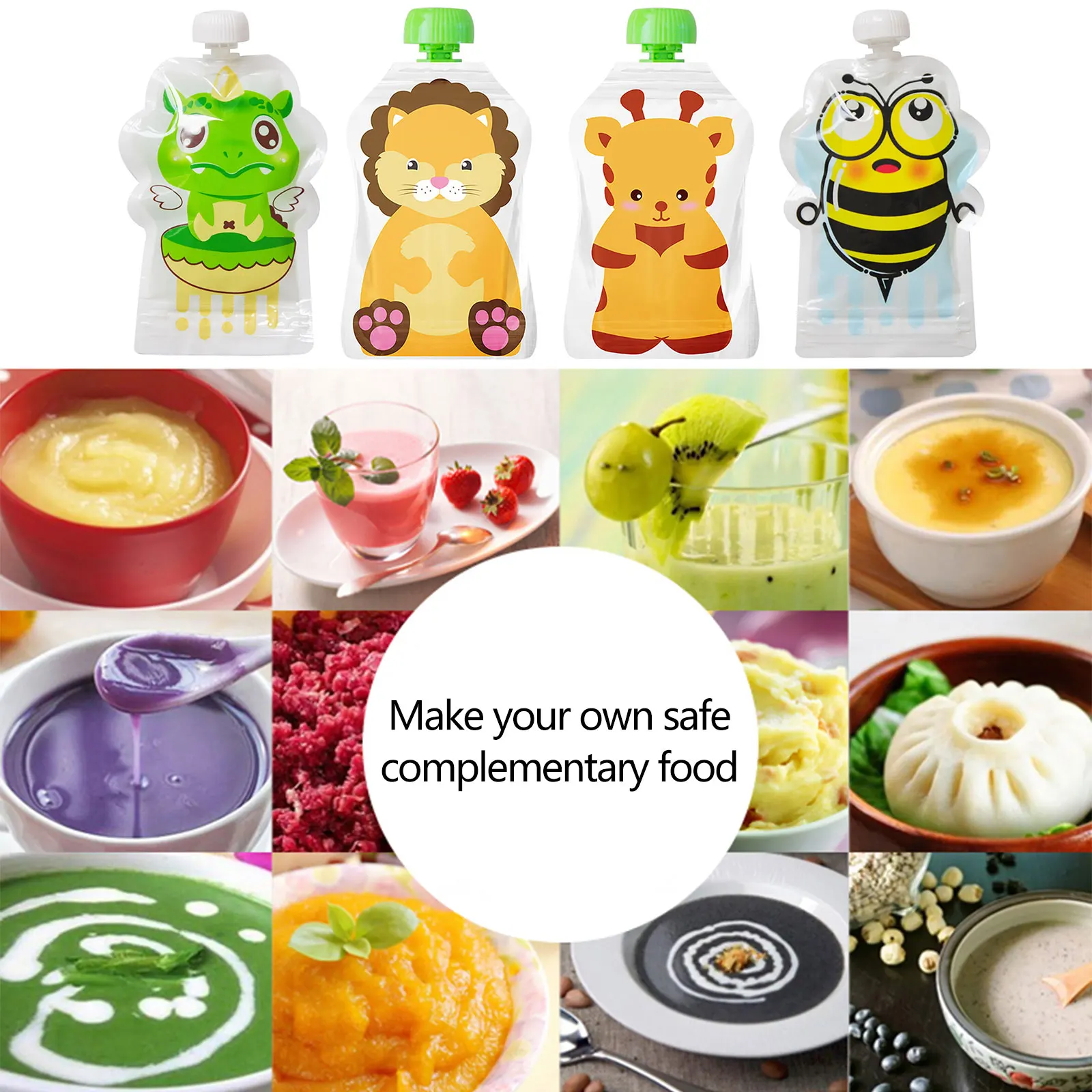 Baby Food Reusable Pouches - 4 szt. Torba do przechowywania żywności